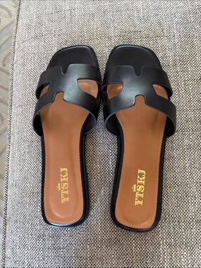 Black Slide Sandals for Women